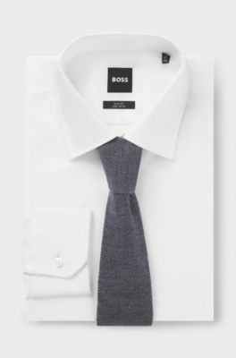Cravate en maille de laine BECKHAM&nbsp;x&nbsp;BOSS, Gris sombre