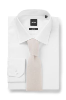 BECKHAM x BOSS knitted tie in wool, Light Beige