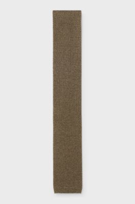Knitted tie in silk, Khaki
