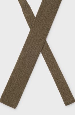 Knitted tie in silk, Khaki