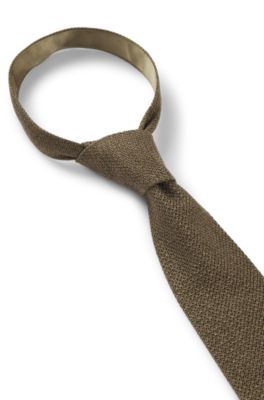 Knitted tie in silk, Khaki
