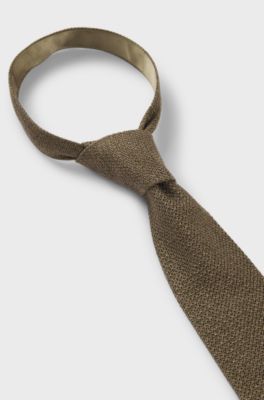Knitted tie in silk, Khaki