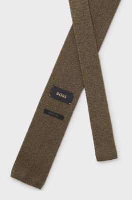 Knitted tie in silk, Khaki
