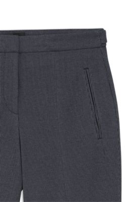 Slim-fit trousers in patterned performance-stretch jersey, Dark Grey