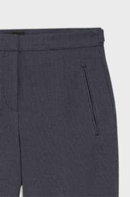 Slim-fit trousers in patterned performance-stretch jersey, Dark Grey