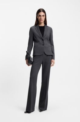 Slim-fit trousers in patterned performance-stretch jersey, Dark Grey