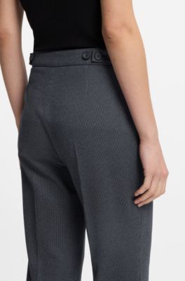 Slim-fit trousers in patterned performance-stretch jersey, Dark Grey