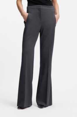 Slim-fit trousers in patterned performance-stretch jersey, Dark Grey