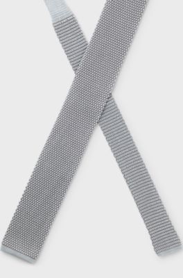Knitted tie in silk, Light Blue