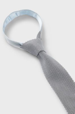 Knitted tie in silk, Light Blue