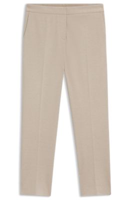 Slim-fit trousers in patterned performance-stretch jersey, Light Beige