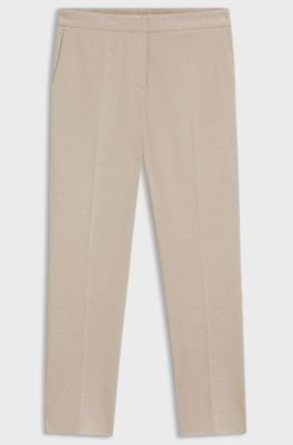 Slim-fit trousers in patterned performance-stretch jersey, Light Beige