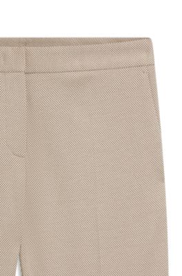 Slim-fit trousers in patterned performance-stretch jersey, Light Beige