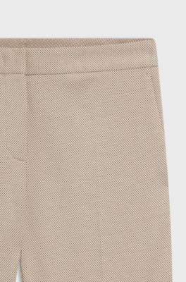 Slim-fit trousers in patterned performance-stretch jersey, Light Beige