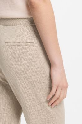 Slim-fit trousers in patterned performance-stretch jersey, Light Beige