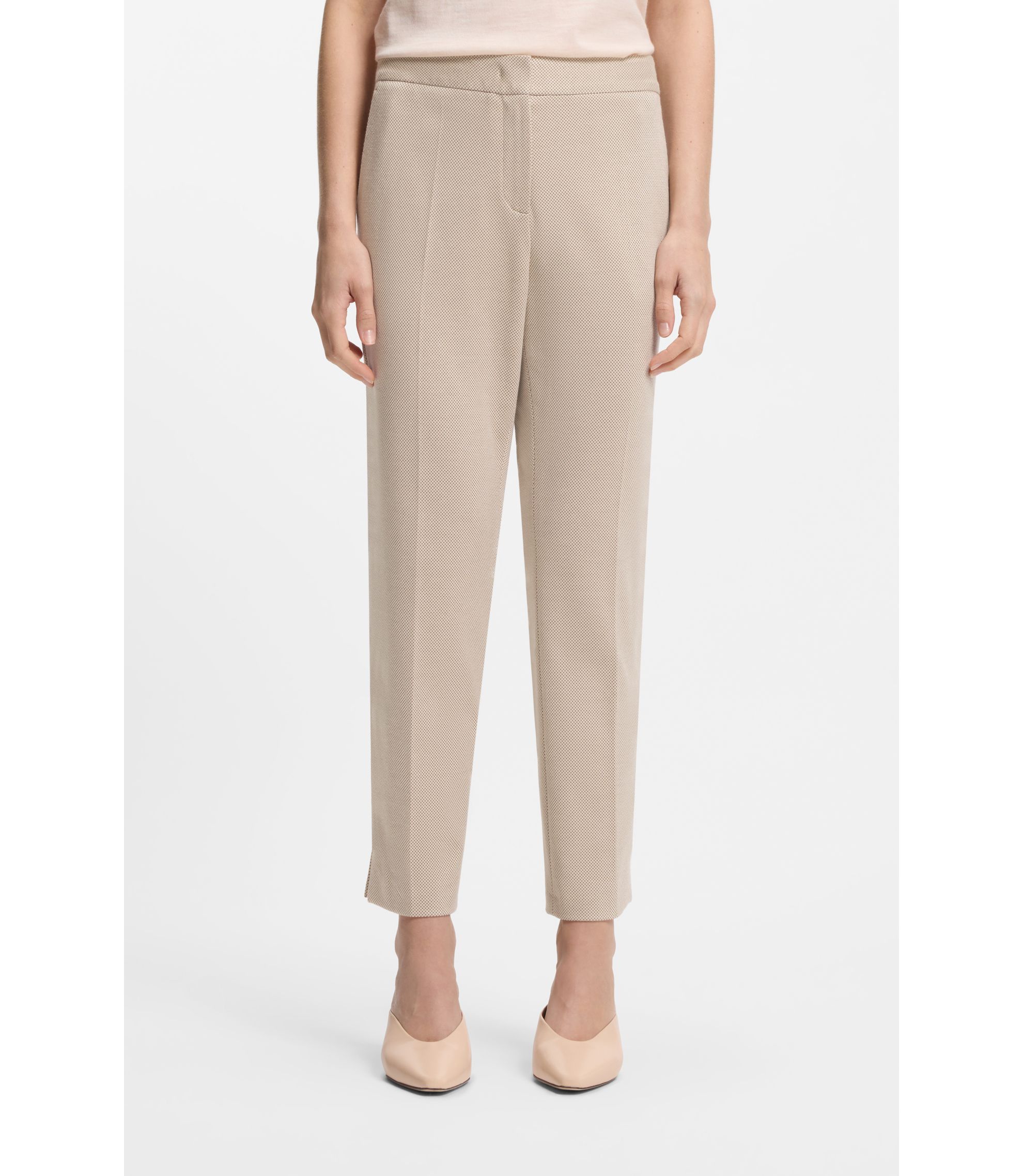 Gemusterte Slim-Fit Hose aus Performance-Stretch-Jersey