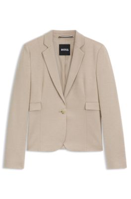 Blazer i slim fit i ternet jersey med performance-str&aelig;k, Lys beige
