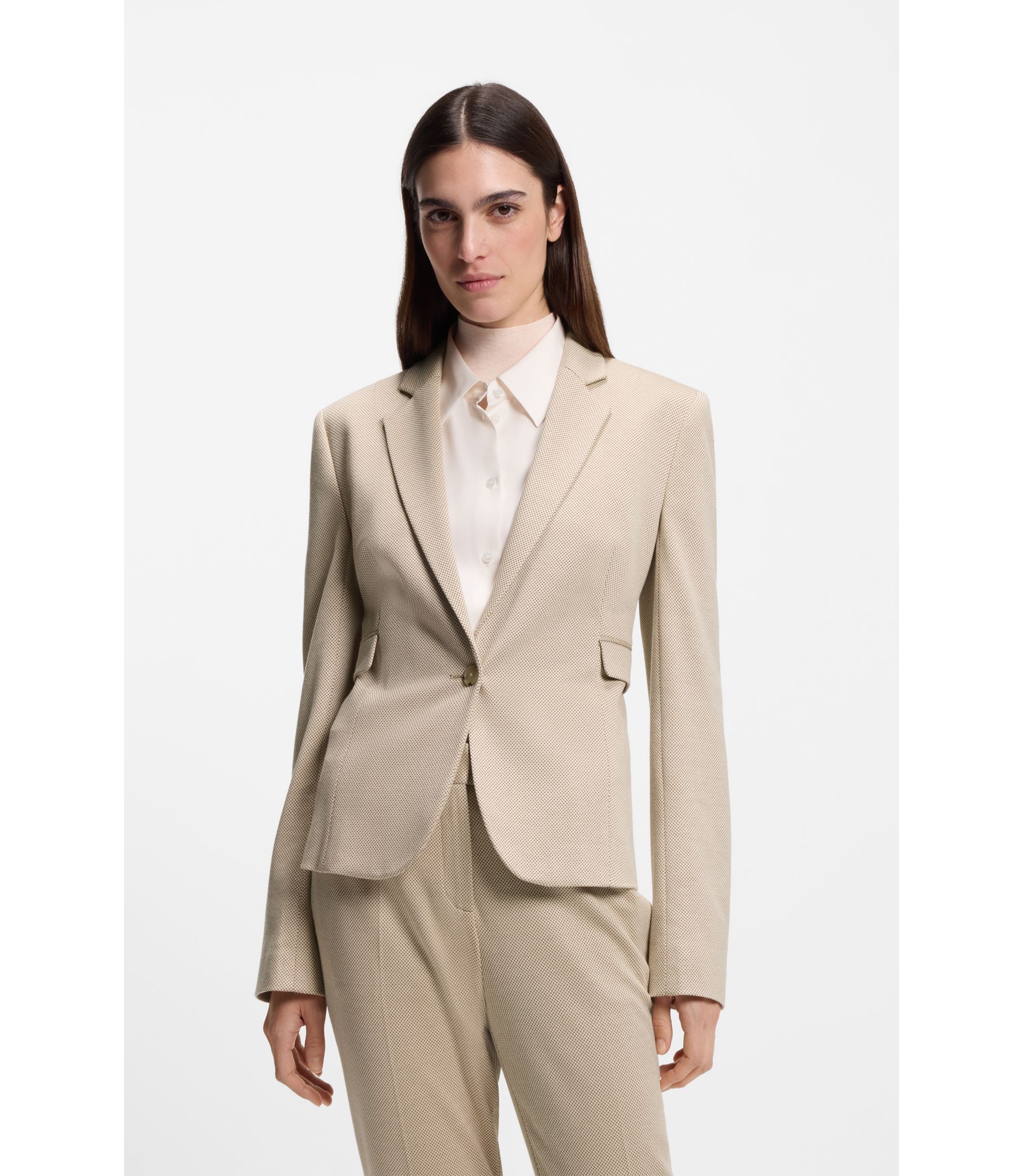 Gemusterter Slim-Fit Blazer aus Performance-Stretch-Jersey