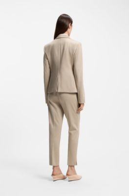 Slim-fit blazer in patterned performance-stretch jersey, Light Beige