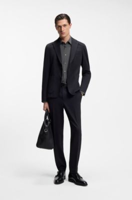 Slim-fit shirt in performance-stretch jersey, Grey