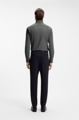 Slim-fit shirt in performance-stretch jersey, Grey