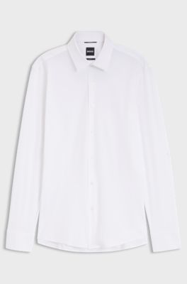 Slim-fit stretch shirt, White
