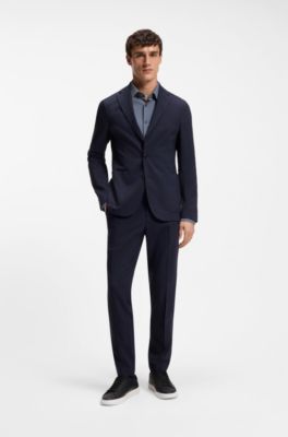 Slim-fit shirt in performance-stretch jersey, Blue