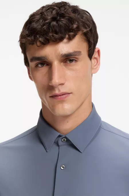 Slim-fit shirt in performance-stretch jersey
