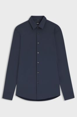 Slim-fit stretch shirt, Dark Blue