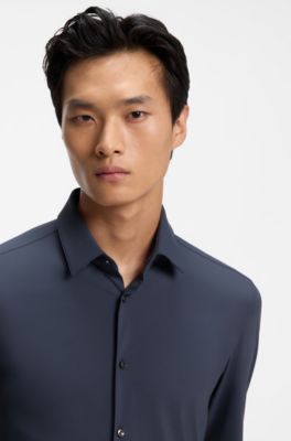 Slim-fit stretch shirt, Dark Blue