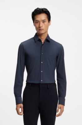 Slim-fit stretch shirt, Dark Blue