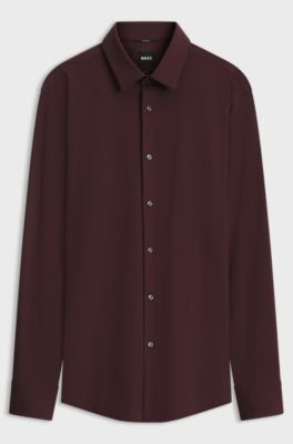 Slim-fit stretch shirt, Brown