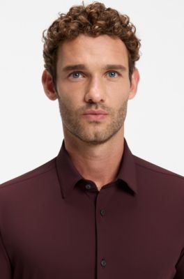 Slim-fit stretch shirt, Brown