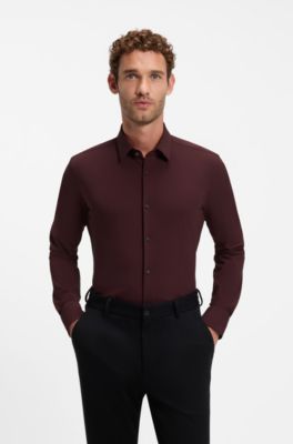 Slim-fit stretch shirt, Brown
