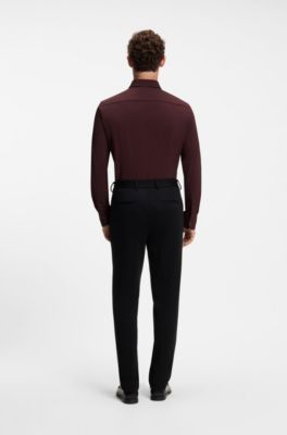 Slim-fit stretch shirt, Brown