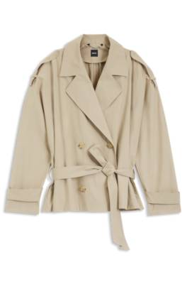 Belted short coat in cotton poplin
