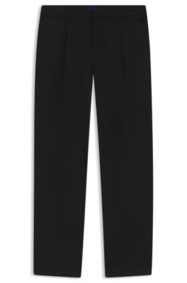 Relaxed-fit trousers in stretch-cotton twill, Black