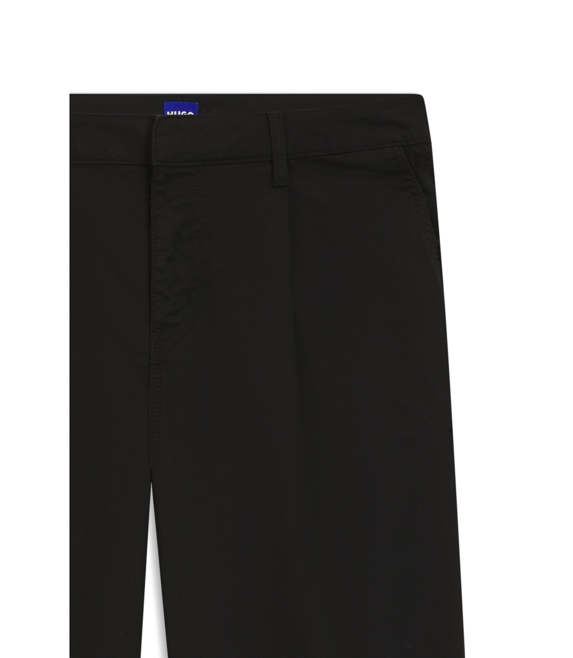 未使用　HUGO BOSS リラックスフィットパンツ ストレッチコットン HUGO - リラックスフィットパンツ ストレッチコットンツイル - ブラック
