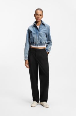 Relaxed-fit trousers in stretch-cotton twill, Black