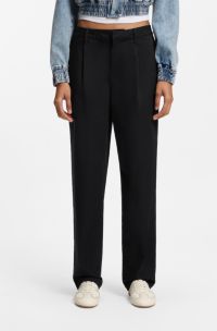 Relaxed-fit trousers in stretch-cotton twill, Black