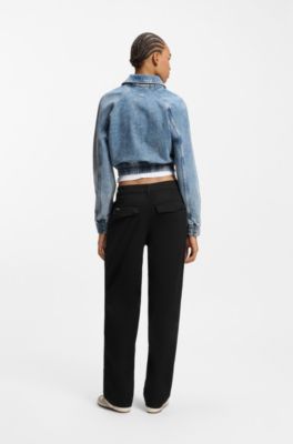 Relaxed-fit trousers in stretch-cotton twill, Black