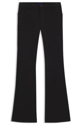 Slim-fit trousers with flared leg, Black