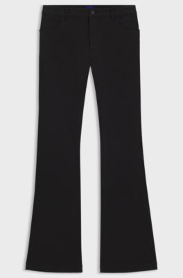 Slim-fit trousers with flared leg, Black