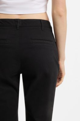 Slim-fit trousers with flared leg, Black