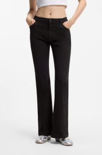 Slim-fit trousers with flared leg, Black