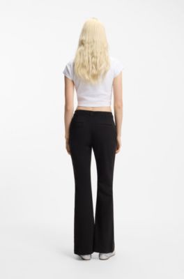 Slim-fit trousers with flared leg, Black