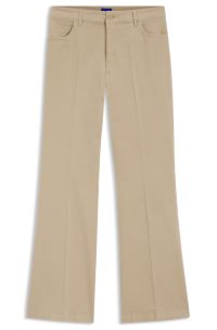 Slim-fit trousers with flared leg, Light Beige
