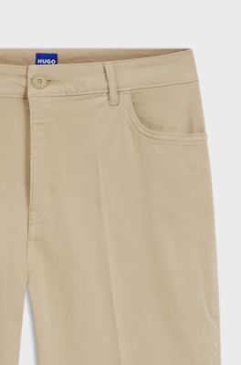 Slim-fit trousers with flared leg, Natural