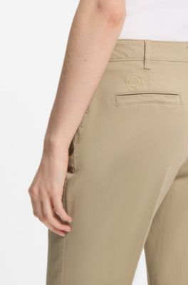 Slim-fit trousers with flared leg, Beige
