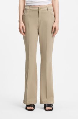 Slim-fit trousers with flared leg, Beige